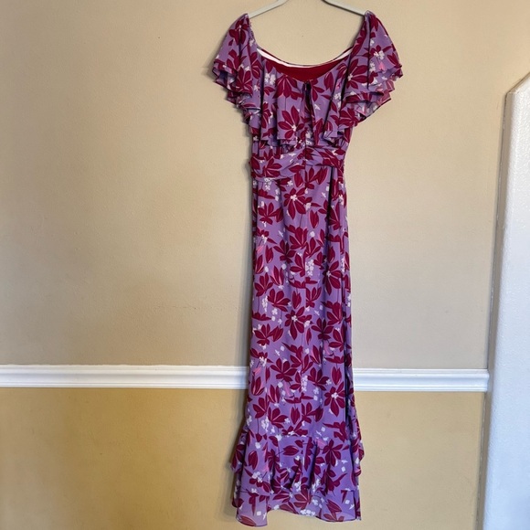 SACHIN & BABI Dillard's Elizabeth Dress Off Shoulder Floral Summer Lavender Sz 4 - Picture 2 of 16
